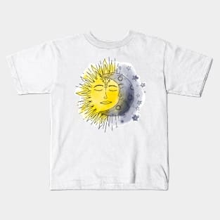 Celestial Sun Moon Watercolor Kids T-Shirt